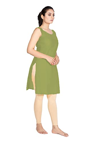 Image of Women's Cotton Long Camisole for Kurti /Suit Slip /Long Inner /Samij for Women Sameej /Knee Length Inner Wear /Sameez /Kurti Slip /Round Neck /Invisible
