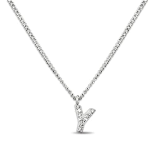 GD GOOD.designs Kette mit Buchstaben Y Silber für Damen | Hautverträgliche Halskette mit initialen Anhänger | Silberne 316L Edelstahl Buchstabenkette - Geschenk für Sie und Ihn