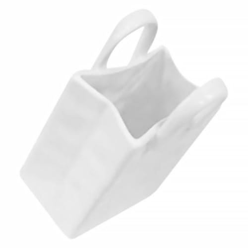 MOBUTOFU Vaso in Ceramica a Forma di Borsa Tote Manici Contenitore per Penne Decorativo Moderno Centrotavola per la Casa e Vaso per Composizioni Floreali da Scrivania e Ufficio