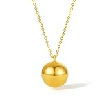 ZHOU LIU FU 24K Solid Gold Pendant Necklace 10mm Round Ball Gold Bead Chain Necklace for Women Men Girl Teen Gifts Birthday Anniversary 17.7'/45cm A069628