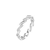 Ayoiow Alianza de boda de oro de 9 quilates para mujer, anillos de compromiso de moissanita para mujer, oro blanco de 9 quilates, talla H 1/2