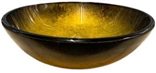 Image of BELOFAY Gold Bathroom Counter Top Wash Basin Sink, Round Glass Bowl Cloakroom Basin for Vanity Cabinet Toilets and Bathrooms, Taps & Wastes are not Included (42x14x42cm) (WxHxL)