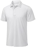 TACVASEN Mens Golf Shirt Dry Fit Mens Polo Shirts Short Sleeve Performance Golf Polos for Men with Collar Work Shirts White, L