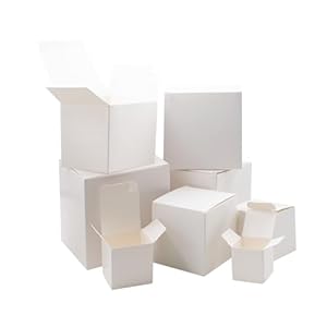 JoyHuaTrade 8 PCS Nesting Gift Boxes Assorted Size (1.2” -4”) Prank Surprise White Square Box Funny Gag Supplies for Christmas Birthday Wedding Packaging Presents or Decoration