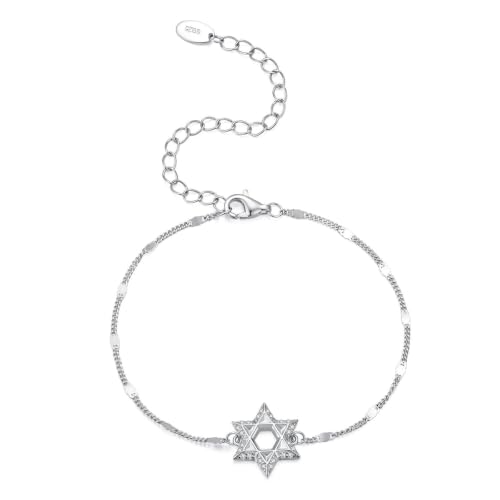 Image of ZUOHUI S925 Sterling Silver Six-Point Star Bracelet for Women Adjustable