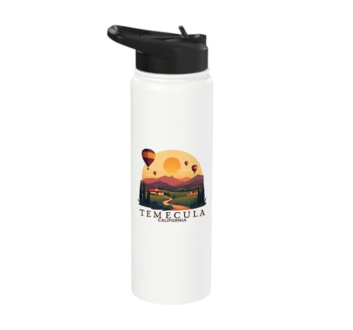 Temecula California Hot Air Balloon Winery Scenic Sunset Stainless Steel Insulated Water Bottle