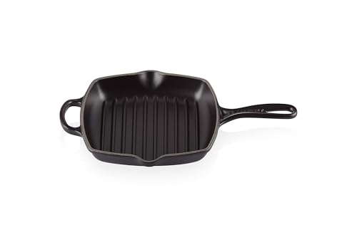 Le Creuset Enameled Cast Iron Signature Square Skillet Grill, 10.25", Licorice - Image 4