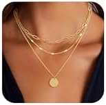 Layered Gold Necklace for Women, 14K Gold Plated Necklace Stack f...