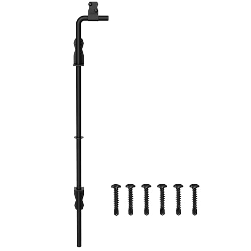Image of Sdstone 24 Inch Heavy Duty Cane Bolt Gate Drop Rod,Gate Ground Latch Hardware for Wooden Fences,Metal Gates Doors Stopper for Gate Ground (Black Finish,1 Pack)