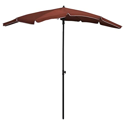 vidaXL Garden Parasol with Pole 200x130 cm - UV Protective Outdoor Umbrella with Tilting Function, Terracotta