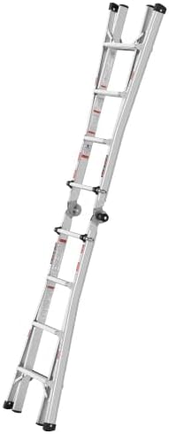 17-FtFolding Multi-Position Ladder, Aluminum, 250lb Load Capacity, A-Frame and Straight Ladder