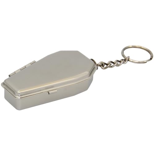 WRITWAA Portable Metal Ashtray Keychain Coffin Shape Mini Pocket Ashtray for Outdoor Smoking Travel and Halloween