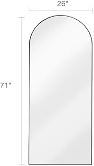 Arched Full Length Mirror, Floor Mirror with Stand, 71"x26" Large Wall Mirror Full Length, Body Floor Mirror, Wall Mounted for Bedroom, Black