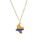 Collar con colgante de mapa de Colombia esmaltado con bandera colombiana, práctico e inteligente