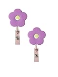 2Pcs Retractable Badge Reel Cute School Supplies Name Card Holder Flowers Work Card Clip Keys Lanyard Chest Card ID Card Clips，Identification Badges and Supplies，Badge Holders Brand: Jinshining