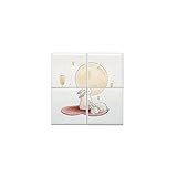 Lot de 4 carreaux en céramique 10,8 x 10,8cm, dimension totale: 21,6 x 21,6 cm