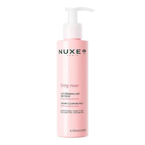 Nuxe Very Rose Creamy Cleansing Milk 200ml, Gentle Makeup Remover for Face & Eyes, With Rose Floral Water, 95% Natural-Origin Formula, Moisturises & Soothes Skin, Vegan