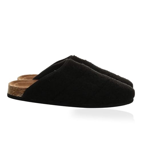 A2Z Mens Curly Fleece Mule Slippers Warm Lined Slip-On House Shoes with Memory Foam - SLPR LDS Jimmy Black 9 UK