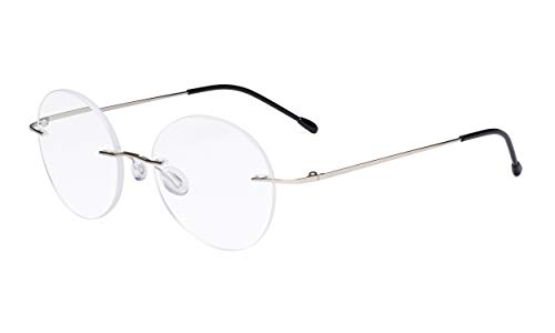 Randlose Brillen Damen - Runde Randlose Brillen Herren Silber +1.50