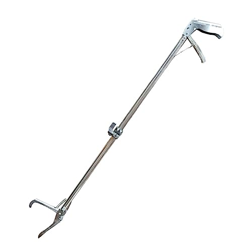 BRIGHTFUFU Long Stainless Steel Non-Slip Crab and EEL Clamp Curved Tip, Thickened BBQ Grilling Tongs for Seafood Catching and Outdoor Campfire Use