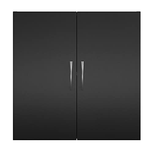Pemberly Row Engineered Wood Transitional 24" Wall Cabinet In Black #TOP6