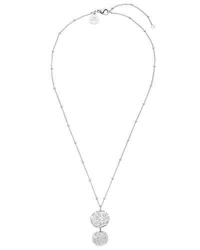 Purelei Malihini Coin Kette Damen (Silber) – Halskette Damen aus langlebigem Edelstahl – Wasserfeste Kette mit Anhänger – 40-45 cm Länge verstellbar – Halskette für deinen individuellen Look
