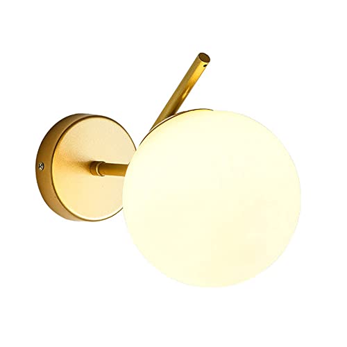 Lámpara de pared d de metal retro con pantalla de vidrio globo blanco E27 7
