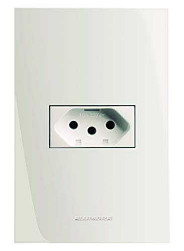 Conjunto 1 Tomada 2P mais T com Placa 4X2, Alumbra, Inova 5445, Branco