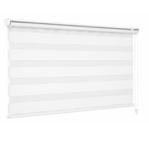 Weida | Estores Enrollables Día Y Noche | Doble Capa para Ventana | De 180x160cm con Tejido De Calidad En Poliéster Y PVC | Estor Enrollable Moderno Tipo Store Dia Y Noche (1, Blanco)