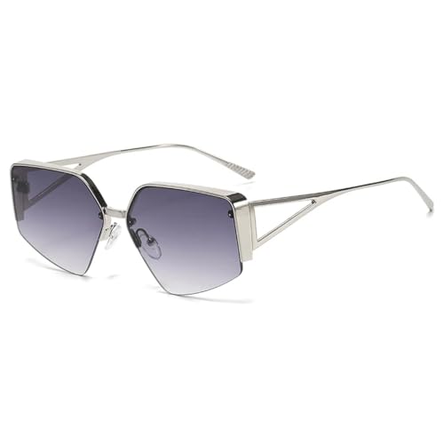 Lunettes de soleil polygone femme monture large et élégante pour l'été