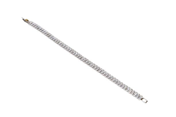 jasuniq Silver-Tone Baguette Cut Crystal Tennis Bracelet, Sparkling Link Chain, Elegant Formal Style - Review, Price and Buying Guide