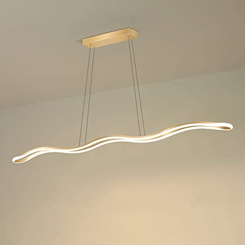 Lámpara colgante de onda lineal dorada 52W 2