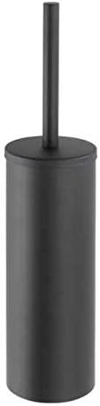 WENKO Bosio Toilet Brush Holder Closed, Stainless steel, matt, 40.5 x 13 x 9 cm, Black