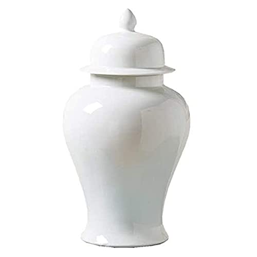 KOIJWWF Jingdezhen Classic White Porzellan Floral Temple Ingwer Jar Vase, mit Deckelvase Office oder Wohnkultur Wohneinrichtung Cover