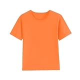 1 Pack Cotton Boys Kids Tshirt Short Sleeve Summer Tops Clothes Tee Shirts for Toddlers(Age 2-14) Orange