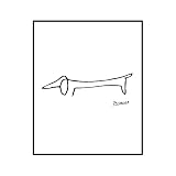 Picasso Animal Pared Arte Abstracto Perro Poster Y Impresiones Minimalista Línea De la Lona Pared Pintura Salon Inicio Estilo Cuadro Decoracion 40x60cmx1 No Marco