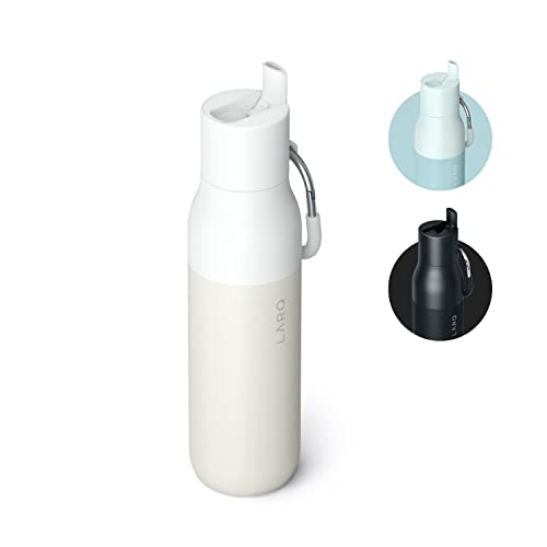 LARQ Bottle Flip Top 25 oz - Insulated Stainless Steel Water Bottle With Straw | Thermos, BPA Free | Reusable Water Bottle for Sports, Gym, and Travel | Keep Drinks Cold for 24 Hours, Granite White