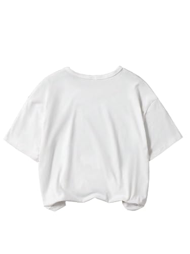 Image of RoseSeek Girl's Bow Graphic Tees Crew Neck Short Sleeve Summer T Shirts Preppy Cute Clothes for Girls