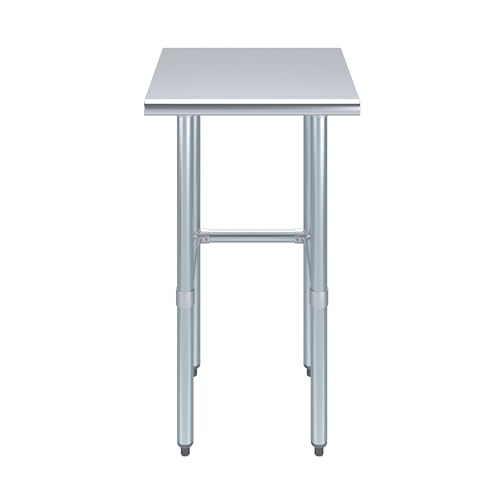 Image of AmGood Stainless Steel Work Table | Metal Utility Table (Stainless Steel Table Open Base, 20 inch Long x 20 inch Deep)