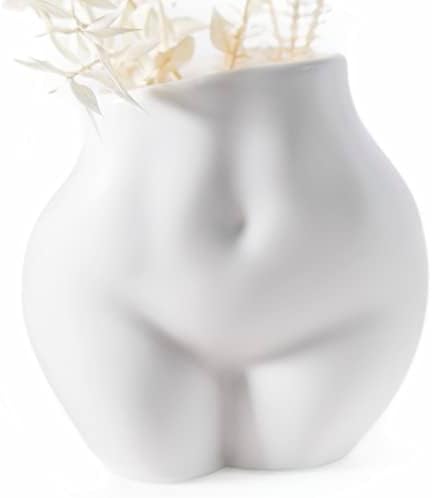The Peachy Planter Body Vase - White Ceramic Vases for Home Decor, Female Body Vase for Boho Home Decor, Body Vase Female Form for Minimalist Decor, White Ceramic Vase with Drainage Holes