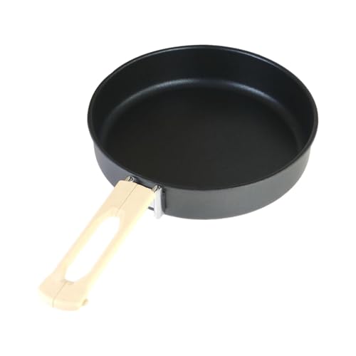 Camping Frying Pan Outdoor Cooking Flat Griddle Pan Multifunctional Reusable Folding Handle Nonstick Skillet for RV Barbecue, L Aluminum Alloy