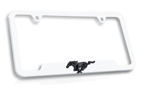 Ford Mustang Plastic License Plate Frame Tag Holder with 3D Emblem