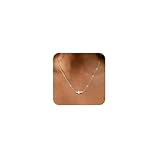 CAROVO Delicado collar con colgante de cruz para mujer, chapado en oro de 14 quilates, lindo collar de cruz de fe, collar de cruz lateral, regalo minimalista para uso diario, Latón, Sin gemas.