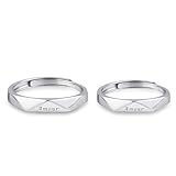 RDSGYZ Par de alianzas de plata 925, juego de alianzas Amour anillos de compromiso ajustables para él y ella, Metal no precioso, Sin piedra preciosa
