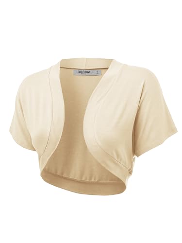 Image of Lock and Love Women's Versatile Open Front Lightweight Short Sleeve Bolero Shrug