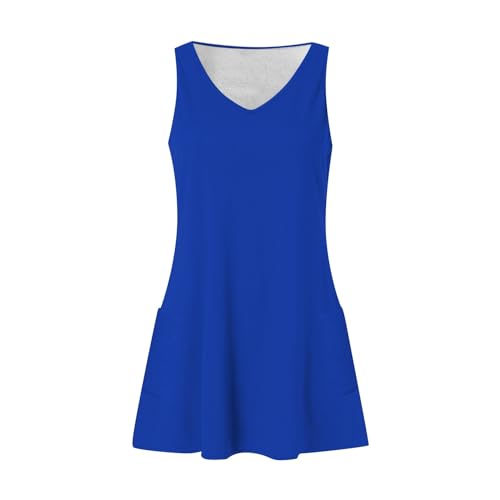Image of Summer Dresses for Women 2026 Casual V Neck Sleeveless Sundresses Boho Beach Tank Dresses with Pockets