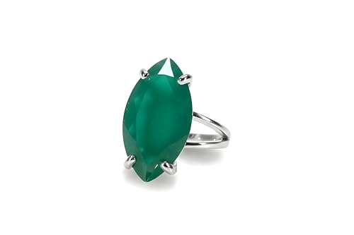 Bague Marquise Onyx Vert bague argent 925 personnalisable fait main
