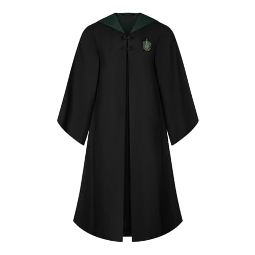 Harry Potter Adult Slytherin Robe Official Hogwarts House Costume with Embroidered Crest Green Lining & Wand Pocket M/L