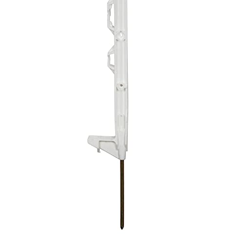 horizont Weidezaunpfähle Kunststoff 10 Stück weiß, Höhe 108cm, Einzeltritt, Kunststoffpfahl mit Ösen für Bänder, Seile, Litzen, Weidezaunpfahl Kunststoffpfahl Weidezaun