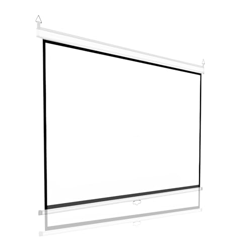 Aqkgtj Pantalla de proyector retráctil de 60/72 Pulgadas, Tela proyector portátil Manual para Cine en casa, Oficina, Sala de reuniones, Montaje en Pared o Techo(60inch 16:9)